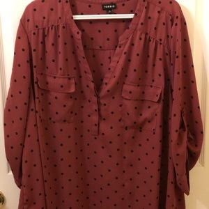 Harper Dark Pink Dot Pullover Blouse